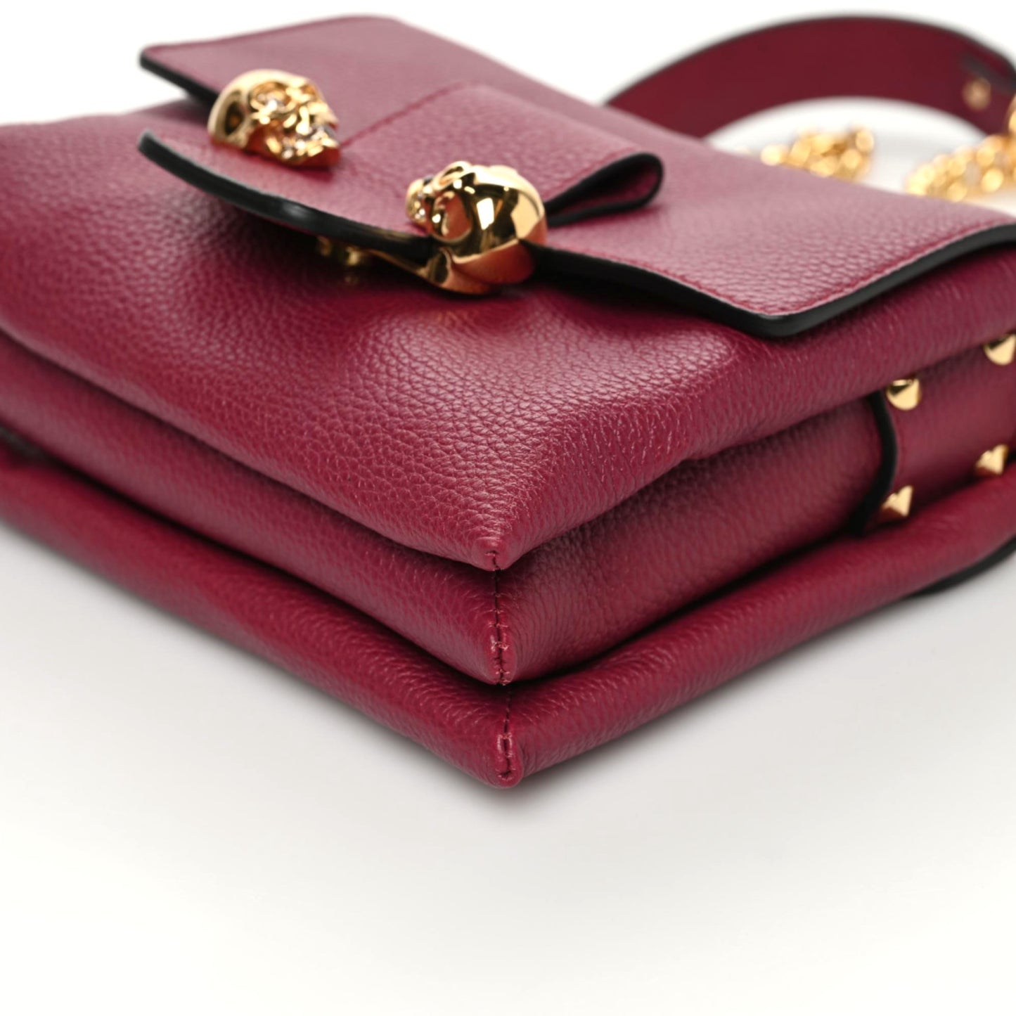 Calfskin Small Twin Skull Chain Crossbody Burgundy
