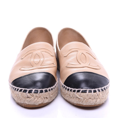 Chanel Lambskin CC Espadrilles 37 Beige Black 3 of 11