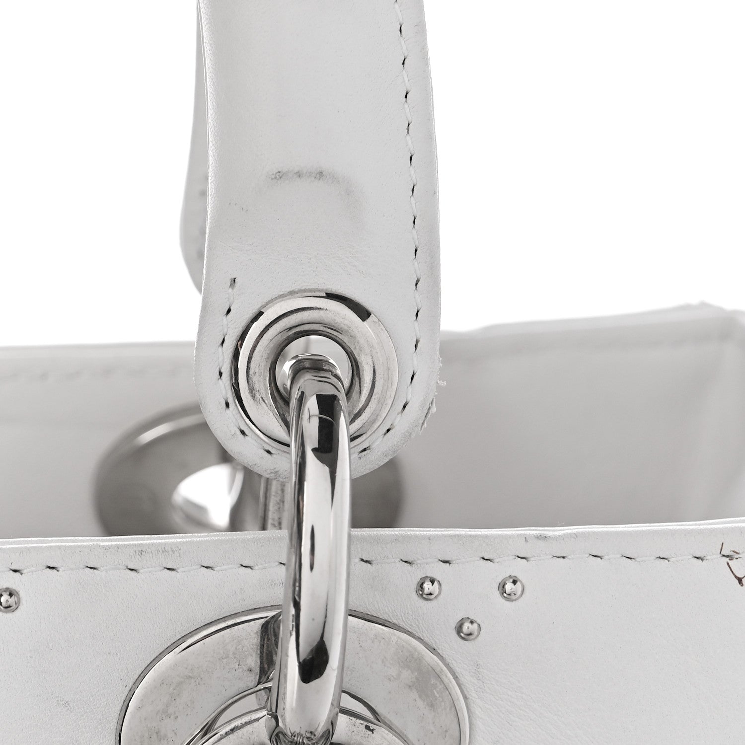 Christian Dior Lambskin Studded Cannage Medium Lady Dior White 15 of 19