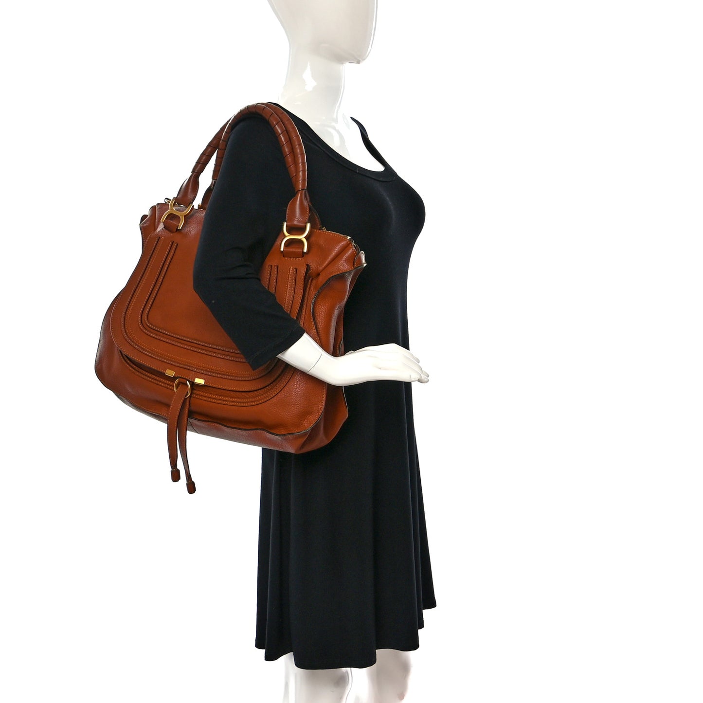 Calfskin Large Marcie Satchel Tan