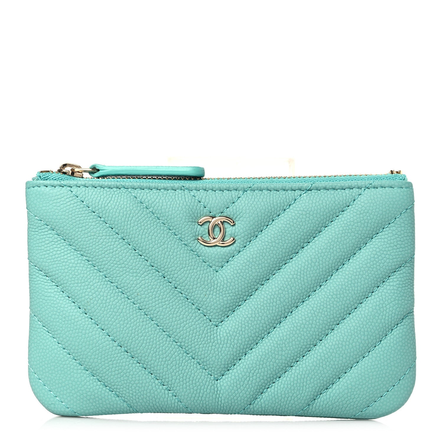 Chanel Caviar Chevron Quilted Small Cosmetic Case Green 1 of 8