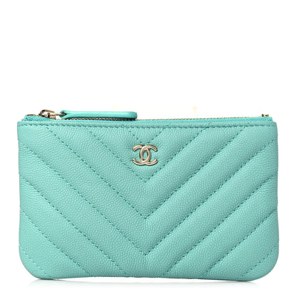 Chanel Caviar Chevron Quilted Small Cosmetic Case Green 1 of 8