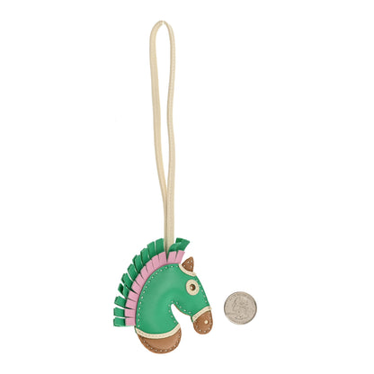 Hermes Milo Lambskin Geegee Camail Bag Charm Kraft Vert Comics Vert Fizz Craie 2 of 4