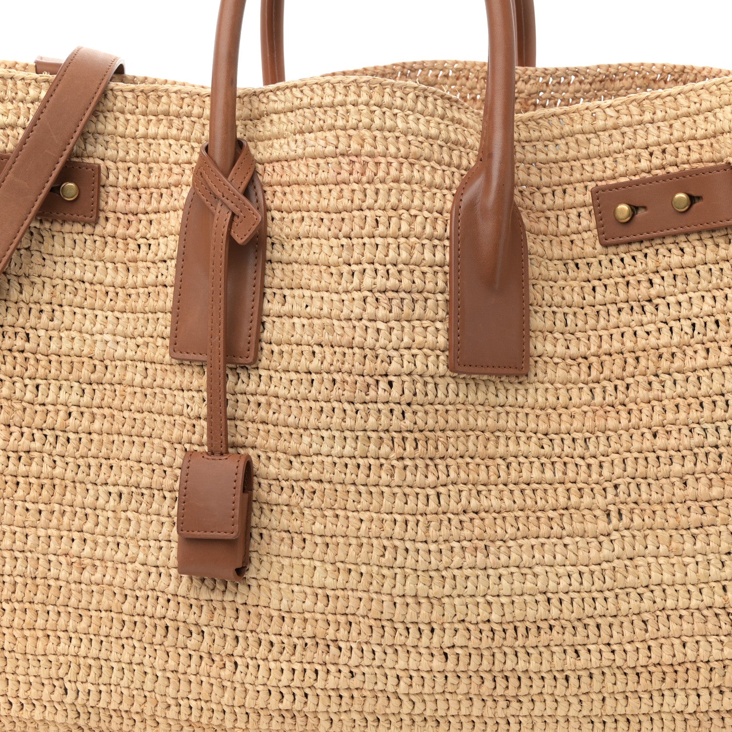 Saint Laurent Raffia Calfskin Medium Souple Sac De Jour Naturale Brick 9 of 11