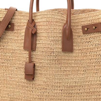 Saint Laurent Raffia Calfskin Medium Souple Sac De Jour Naturale Brick 9 of 11
