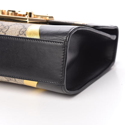 Gucci Calfskin GG Supreme Monogram Small Padlock Shoulder Bag Black Gold 18 of 19