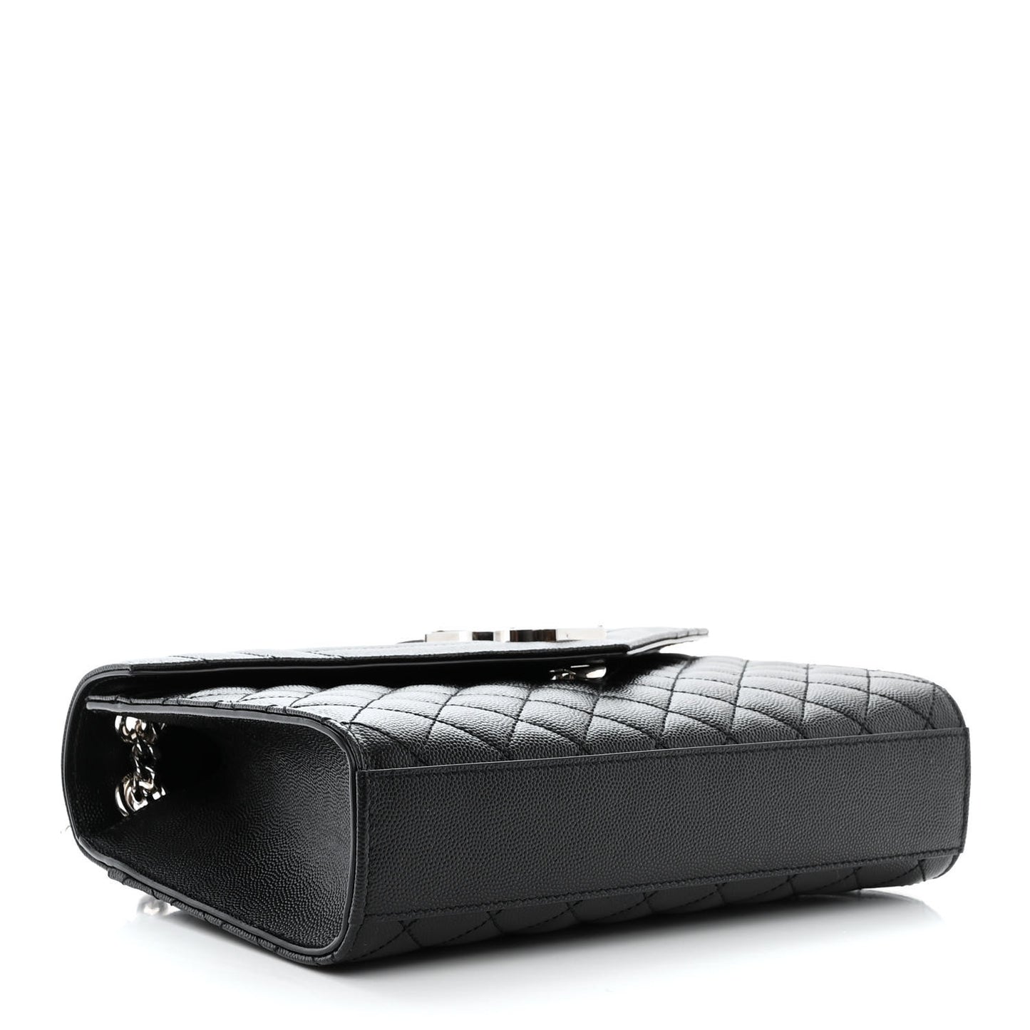 Grain De Poudre Textured Mixed Matelasse Triquilt Medium Monogram Satchel Black