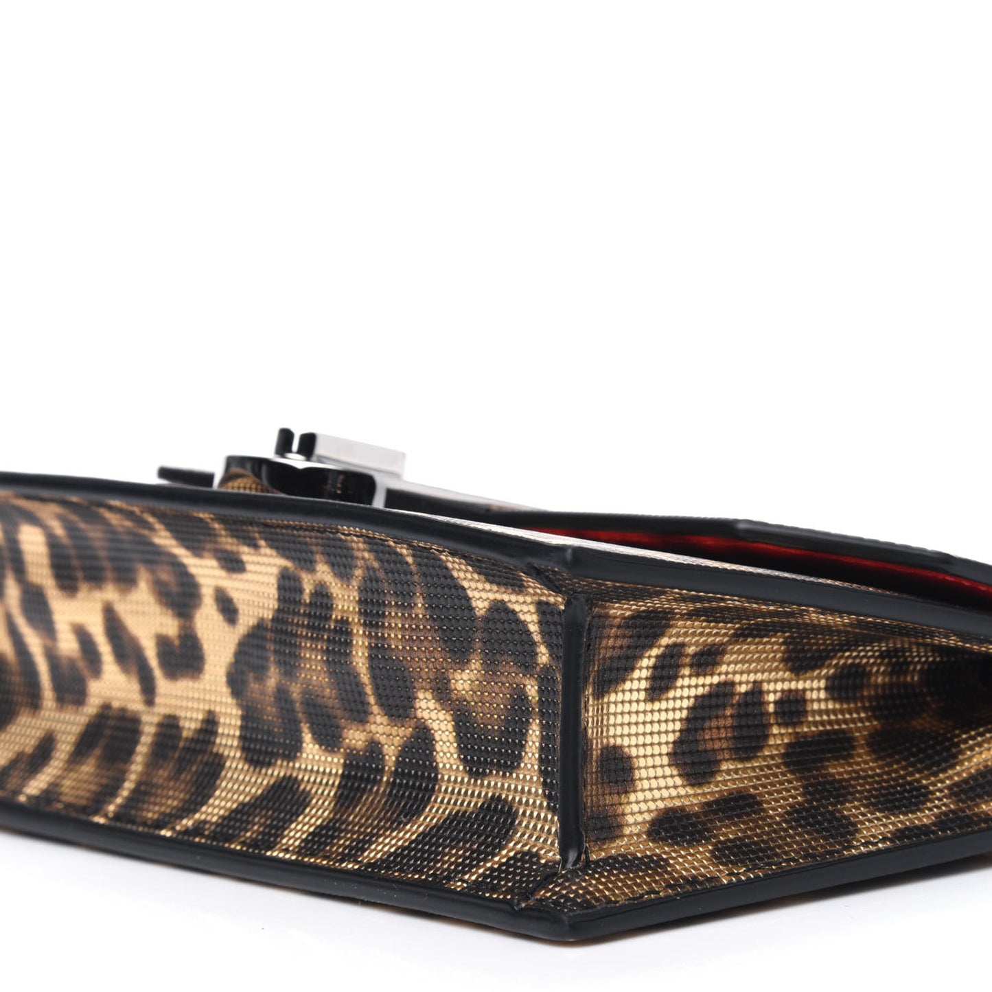 Metallic Calfskin Coins Leopard Print Small Elisa Baguette Gold Silver