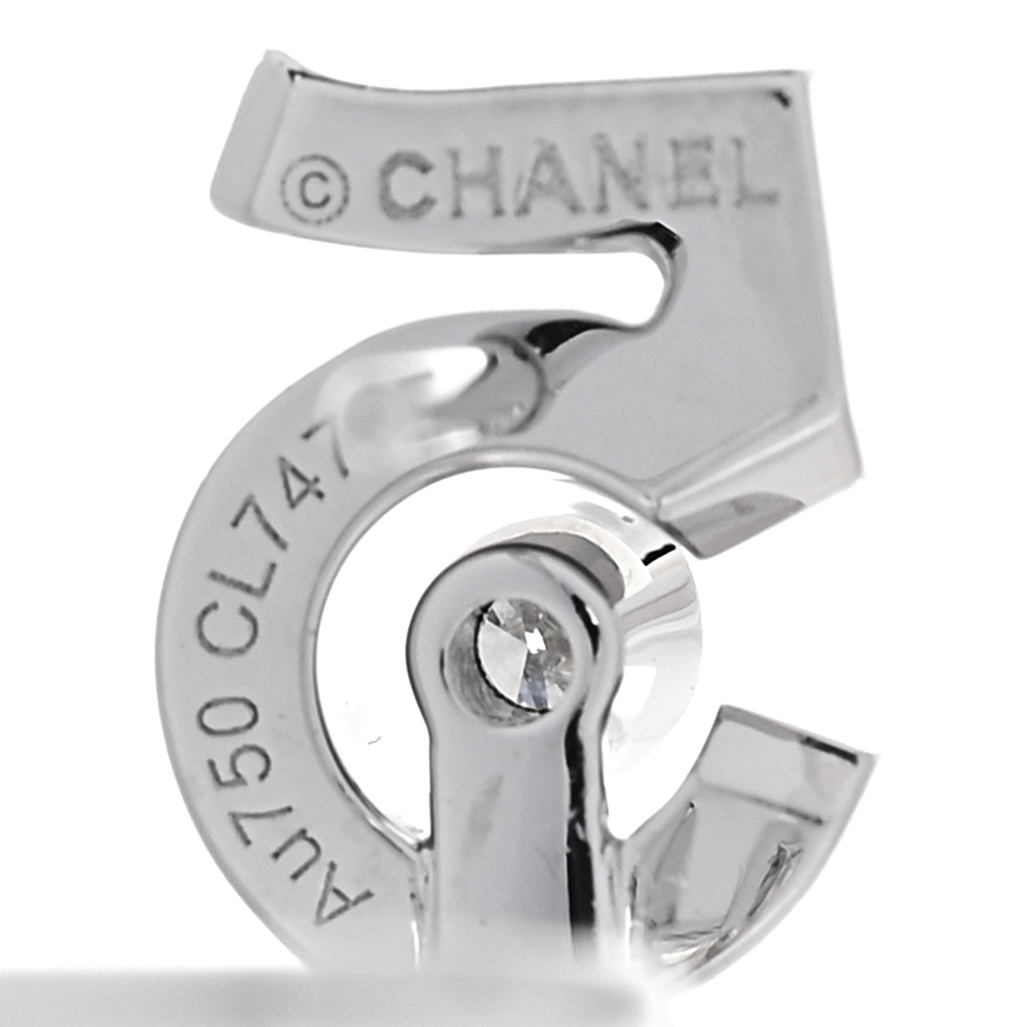 Chanel 18K White Gold Diamond Eternal No.5 Single Earring 4 of 4