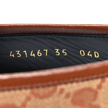 Gucci Canvas GG Monogram Horsebit Womens Jordaan Loafers 35 Beige Ruggine 6 of 8