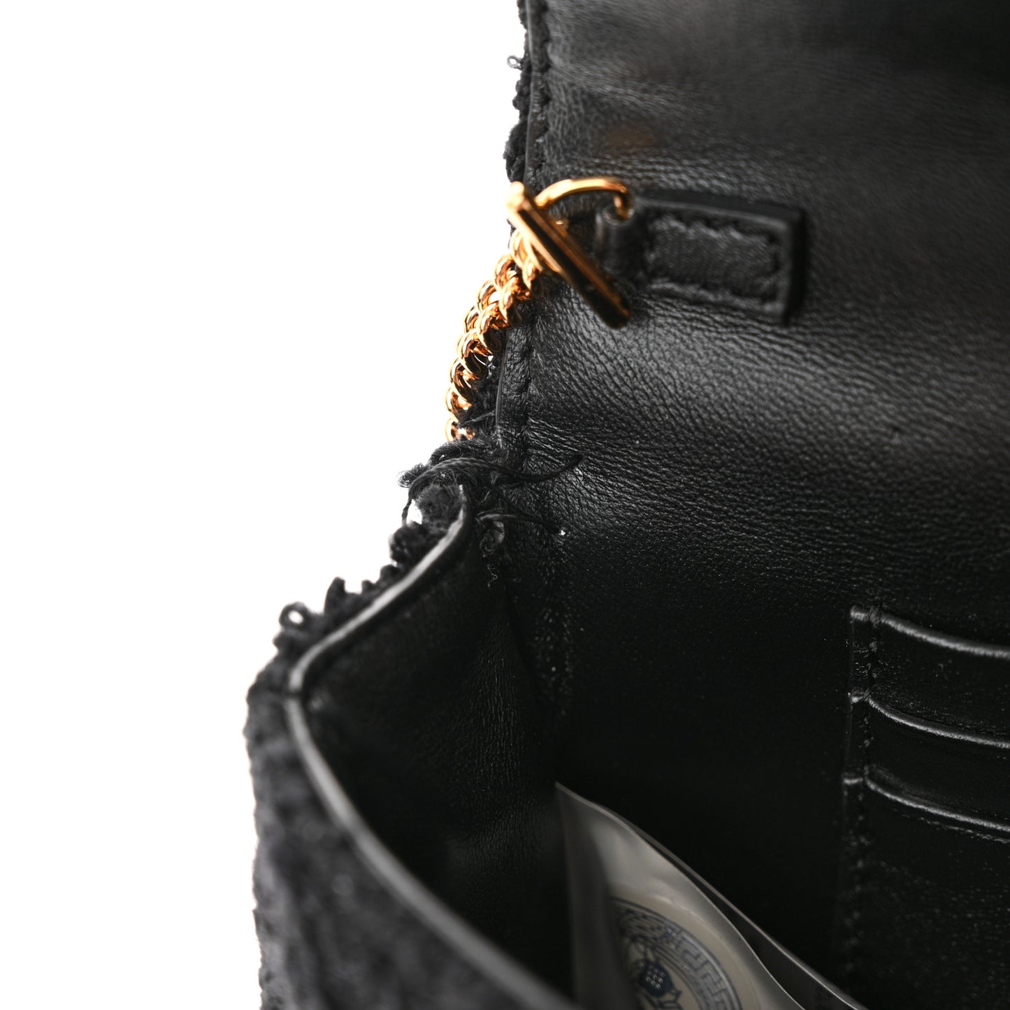 Tweed Lambskin Virtus Mini Chain Bag Black
