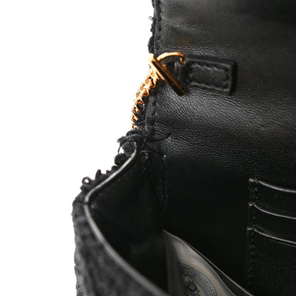 Versace Tweed Lambskin Virtus Mini Chain Bag Black 10 of 11