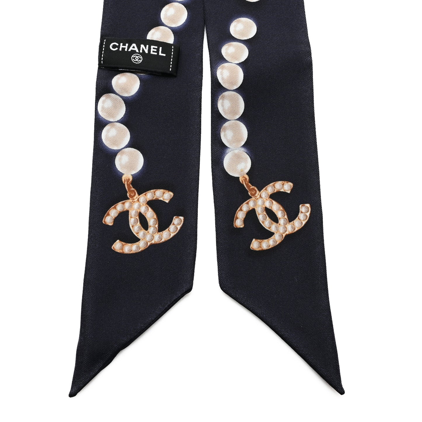 Silk Pearl CC Slim Bandeau Scarf Dark Navy