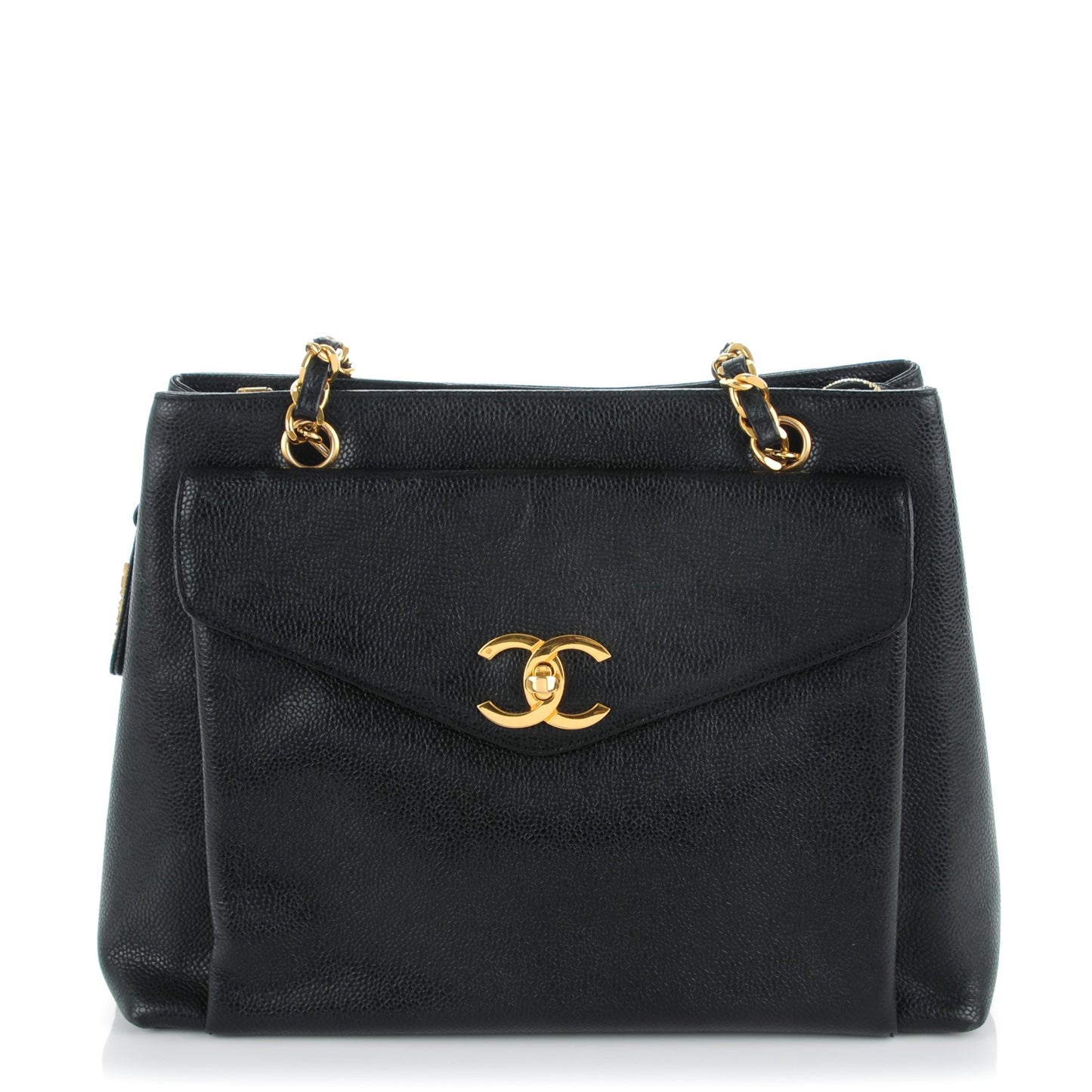 Caviar Flap Shoulder Bag Black