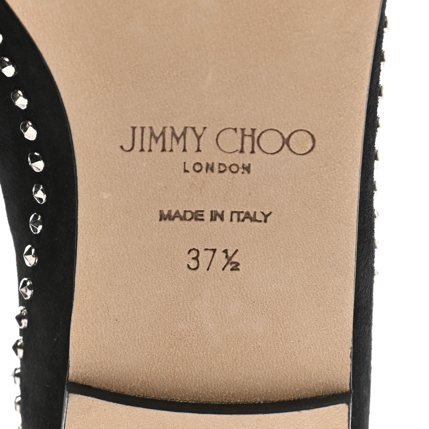 Jimmy Choo Suede Floral Studded Joselyn Flat 37.5 Black Silver 6 of 8