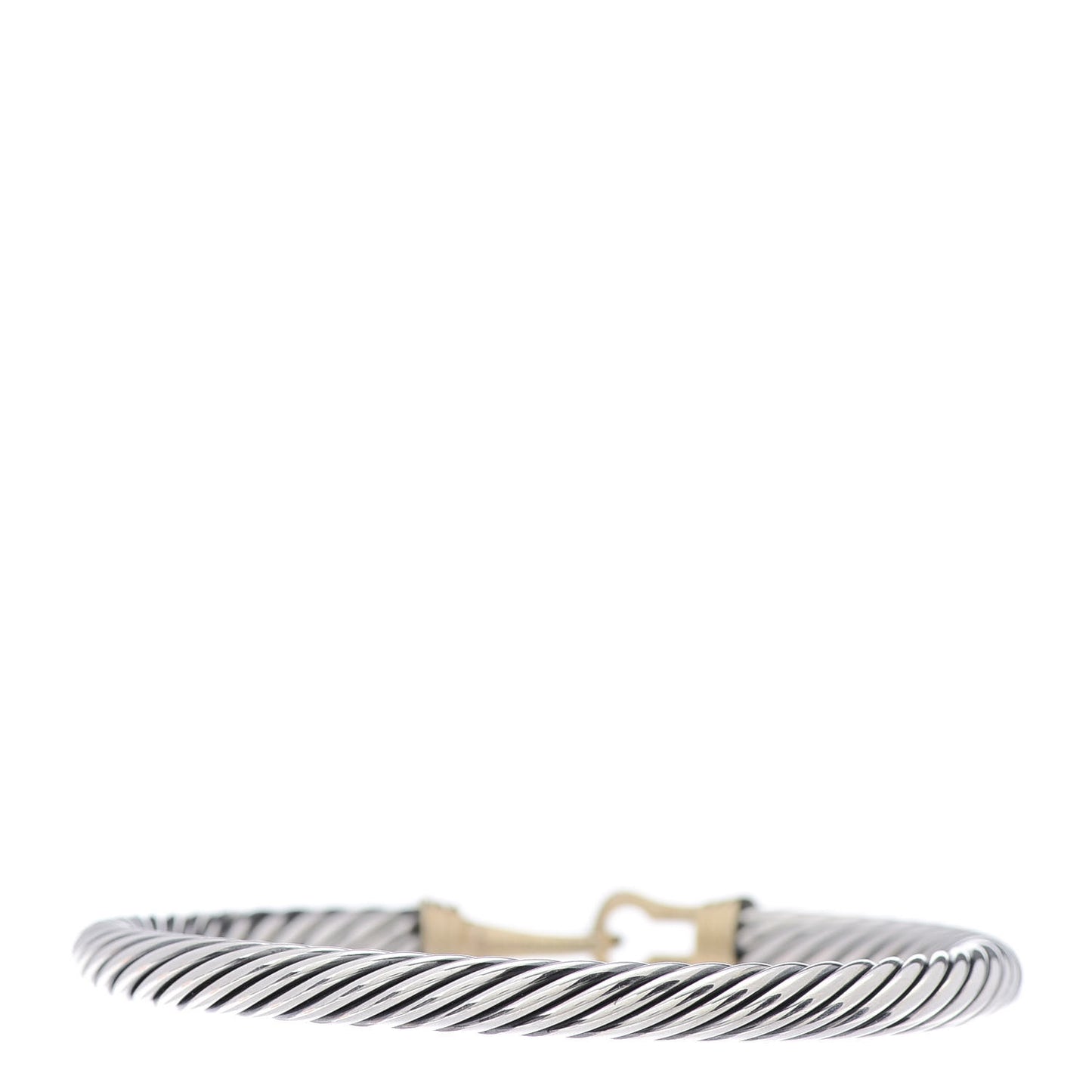 Sterling Silver 14K Yellow Gold 5mm Cable Classic Buckle Bracelet