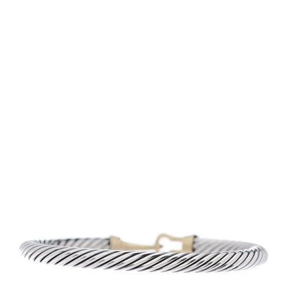 David Yurman Sterling Silver 14K Yellow Gold 5mm Cable Classic Buckle Bracelet 3 of 5
