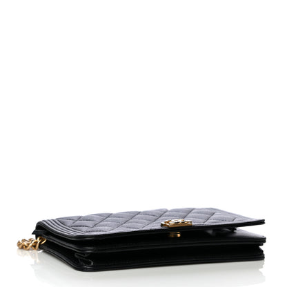 Chanel Caviar Quilted Boy Wallet On Chain WOC Black 3 of 14