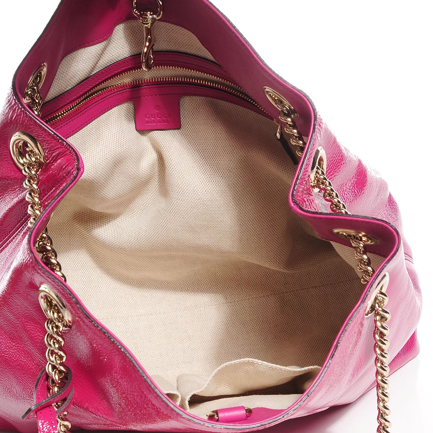 Vernice Naplack Medium Soho Chain Shoulder Bag Bright Bouganville
