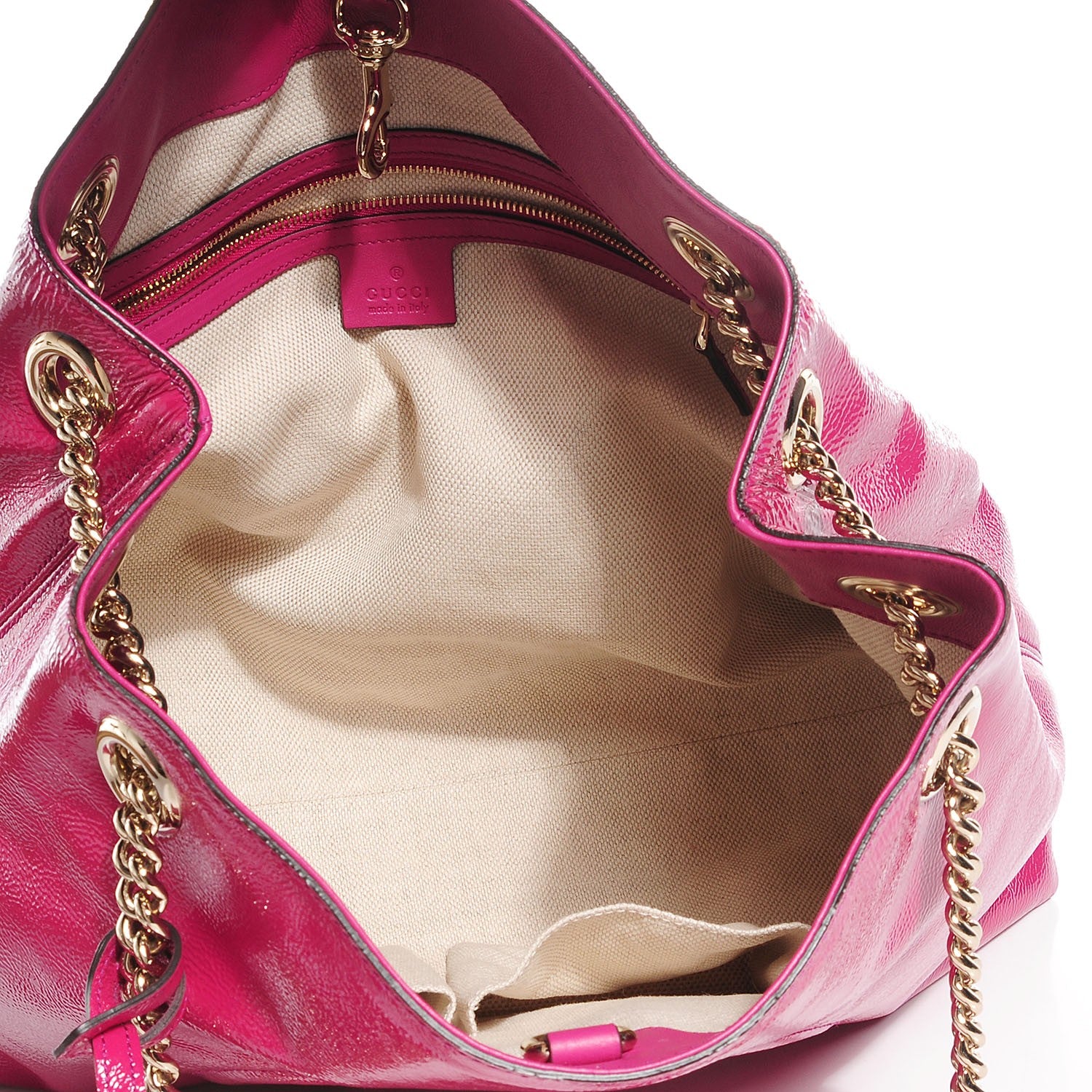 Gucci Vernice Naplack Medium Soho Chain Shoulder Bag Bright Bouganville 9 of 9
