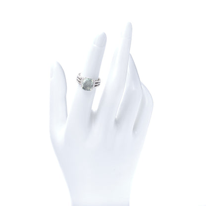 David Yurman Sterling Silver Diamond Prasiolite 10mm Petite Wheaton Ring 50 5.5 2 of 6