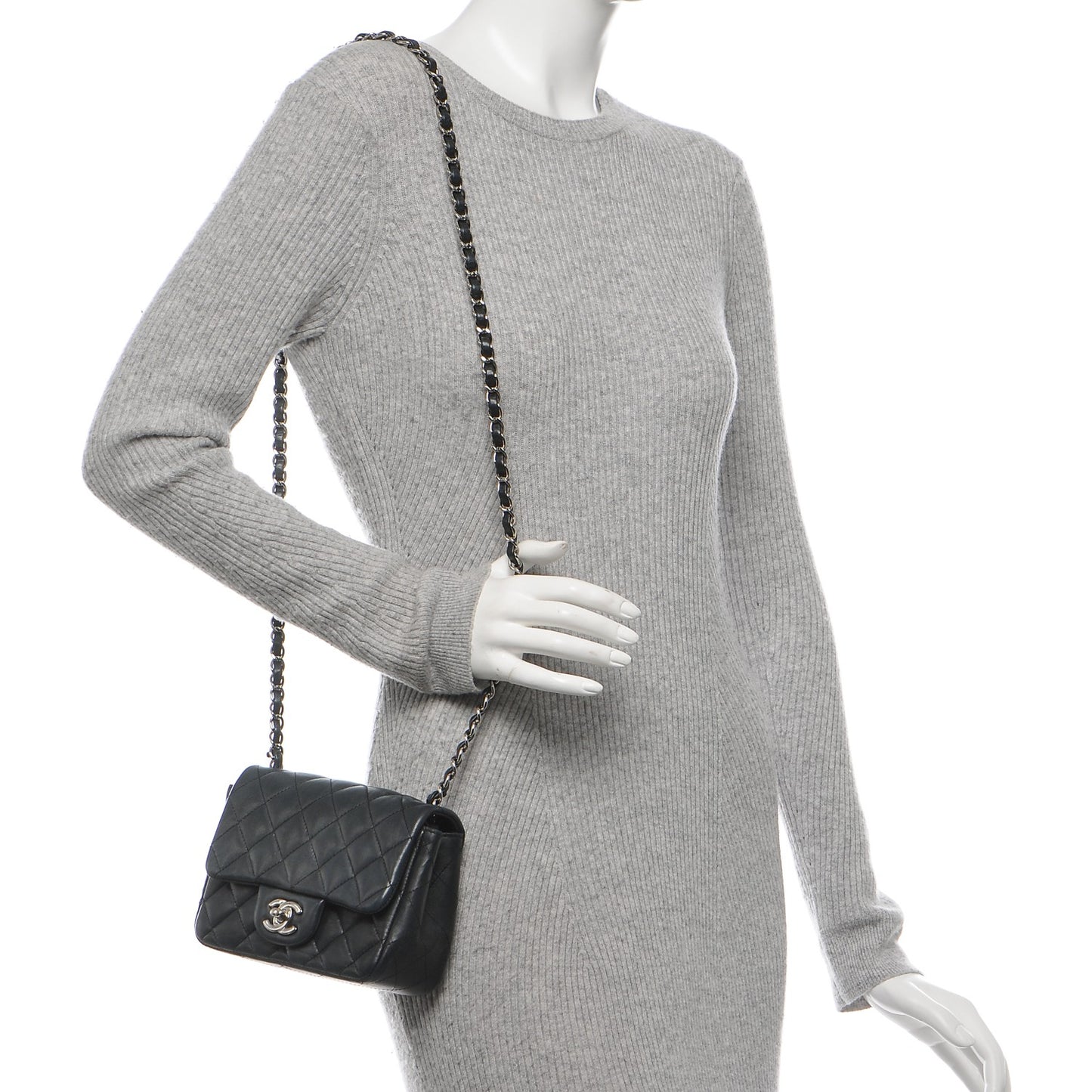 Lambskin Quilted Mini Square Flap Black