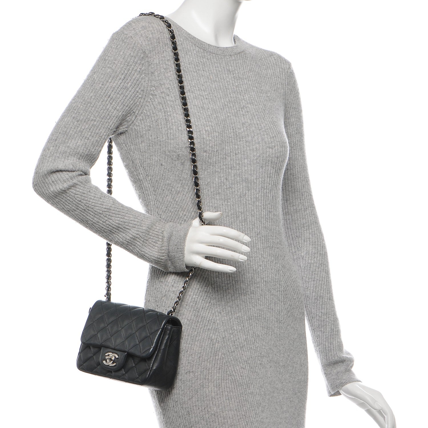 Chanel Lambskin Quilted Mini Square Flap Black 5 of 12