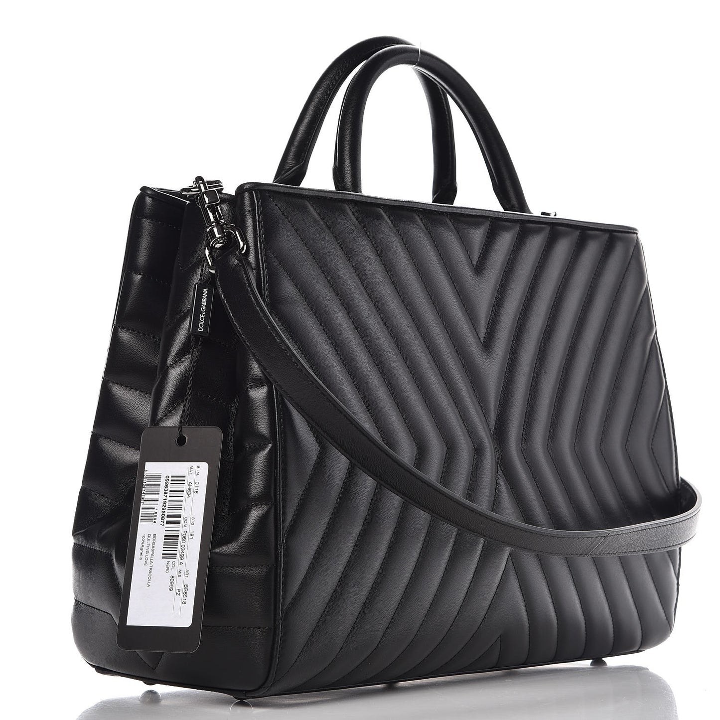 Calfskin Matelasse Glam Love Tote Black