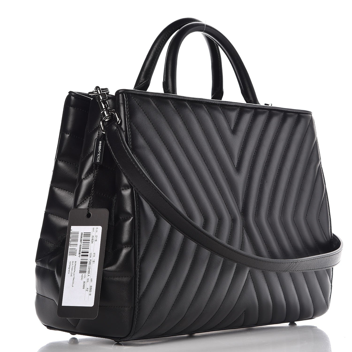 Dolce & Gabbana Calfskin Matelasse Glam Love Tote Black 3 of 9