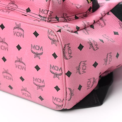 MCM Visetos Studded Colorblock Stark Brock Backpack Pink Black 10 of 16