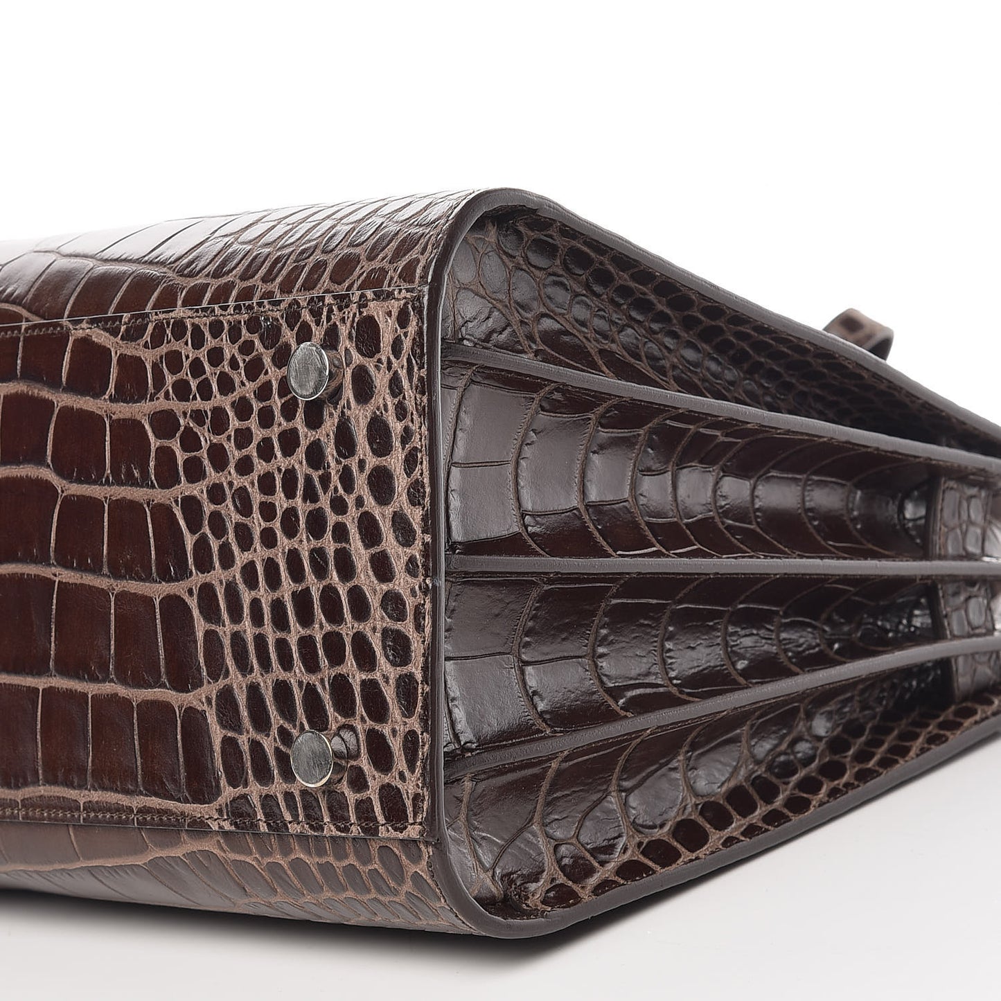 Calfskin Crocodile Embossed Small Sac de Jour Brown