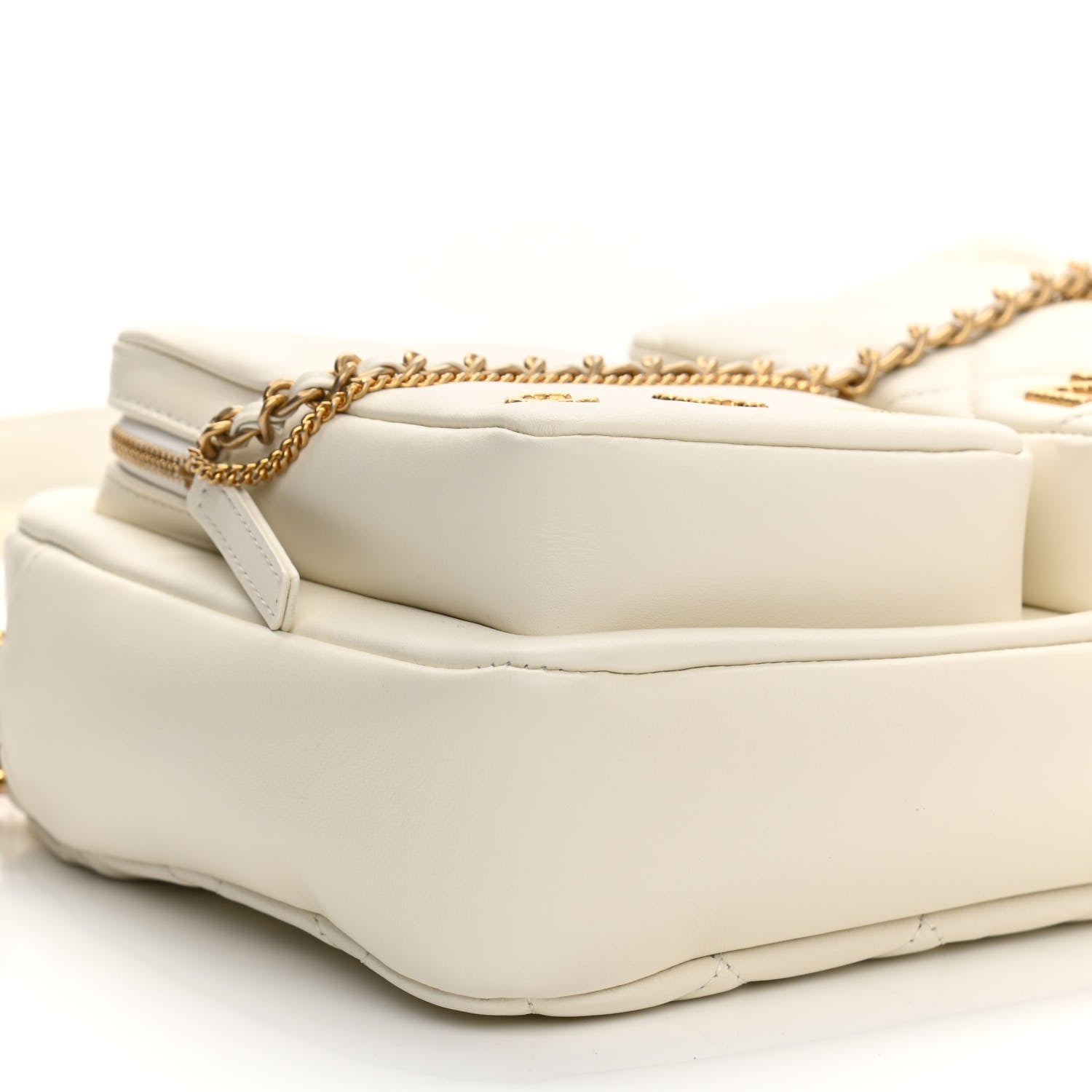 Chanel Calfskin Quilted Large Camera Case White 9 of 11