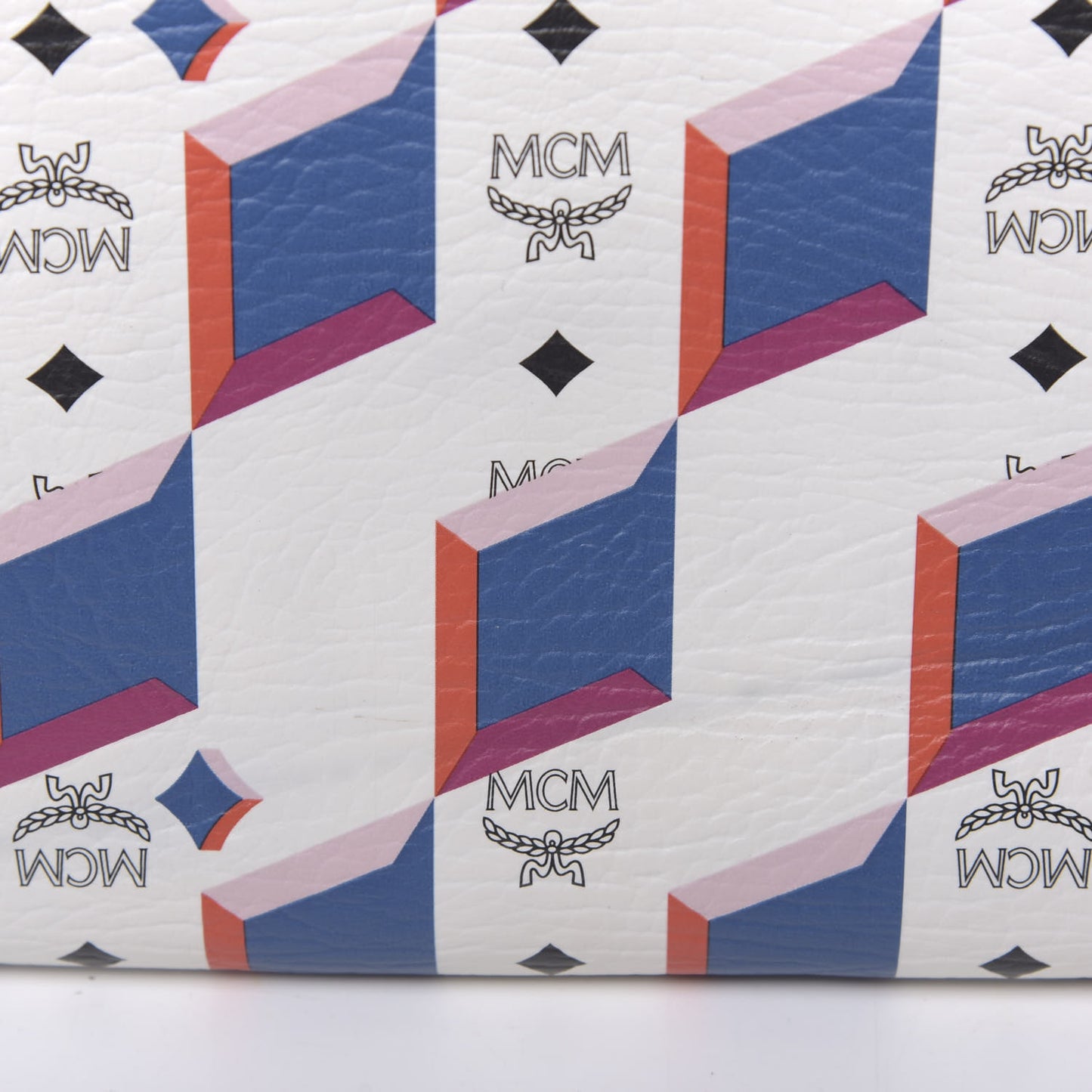 Visetos Diamond Printed Zip Pouch White