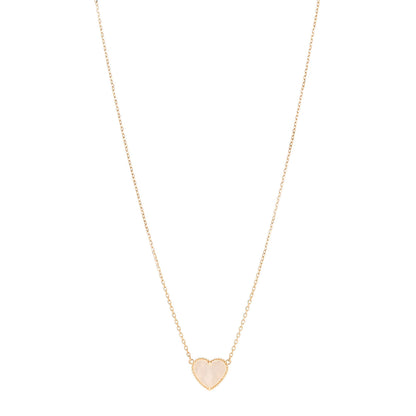 Van Cleef & Arpels 18K Yellow Gold Mother of Pearl Lucky Alhambra Heart Pendant Necklace 1 of 5