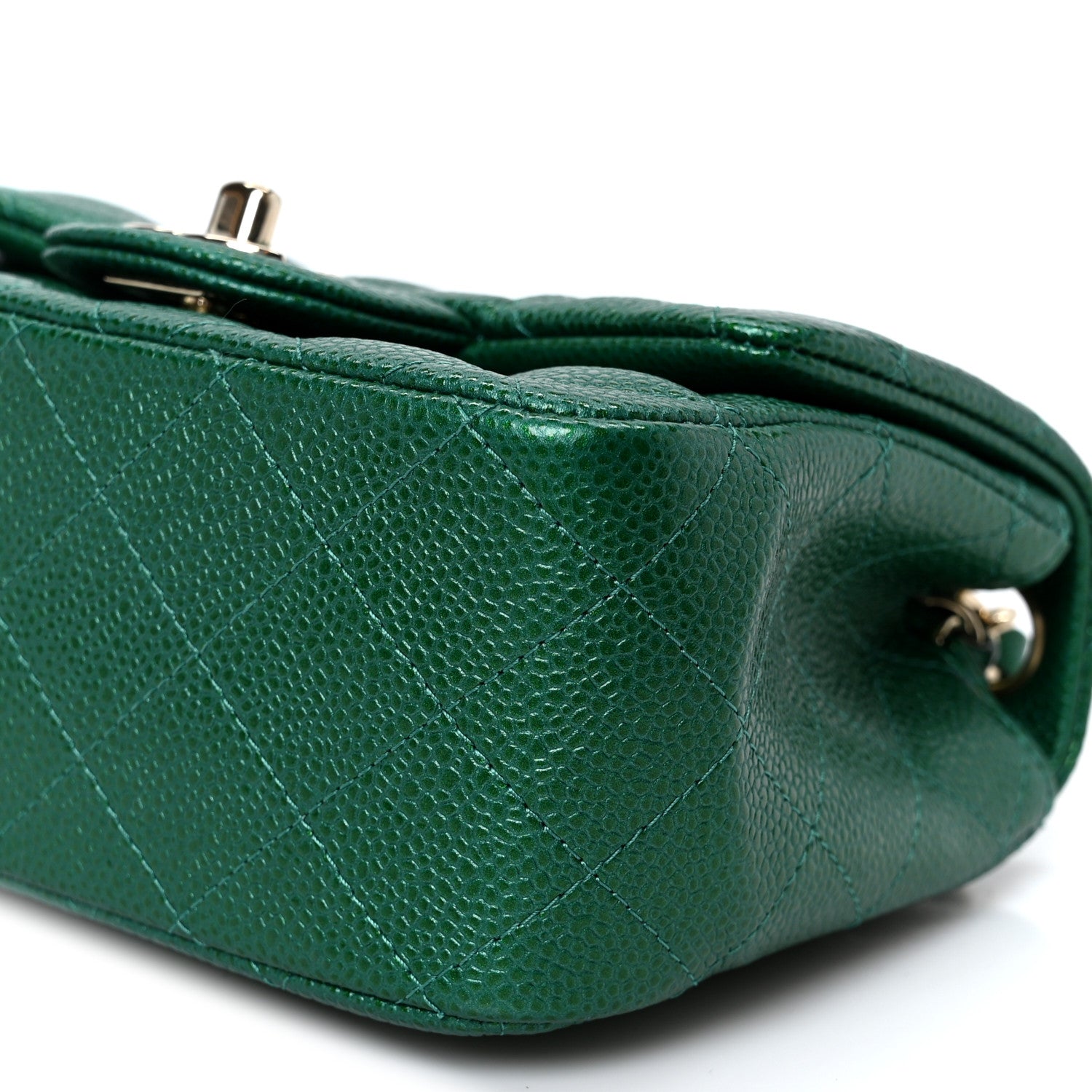 Chanel Metallic Caviar Quilted Mini Square Flap Green 10 of 11
