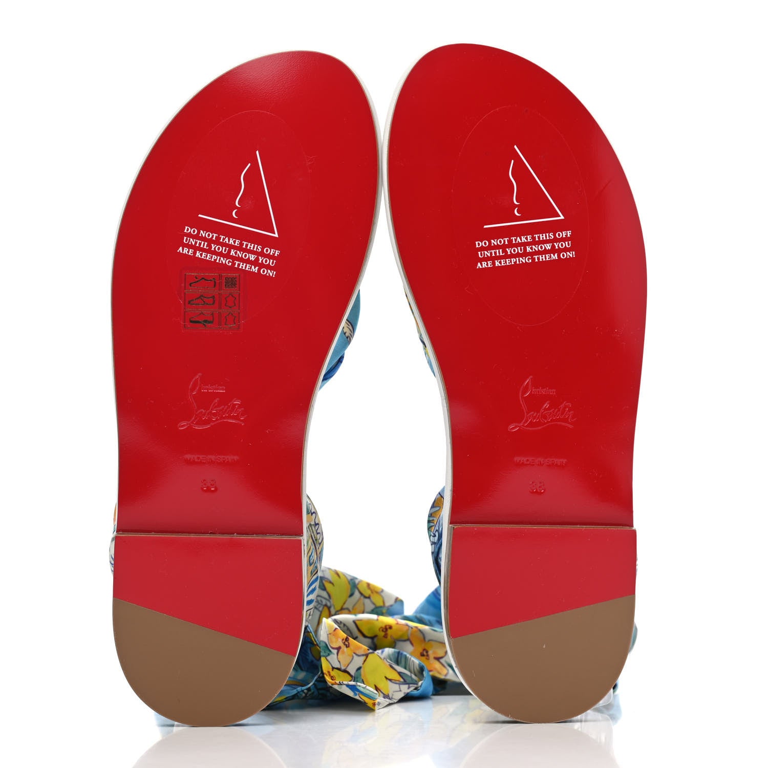 Christian Louboutin Nappa Crepe Satin Spetsos Flat Sandals 38 Bianco Multicolor 4 of 4