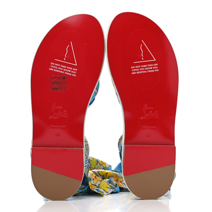Christian Louboutin Nappa Crepe Satin Spetsos Flat Sandals 38 Bianco Multicolor 4 of 4