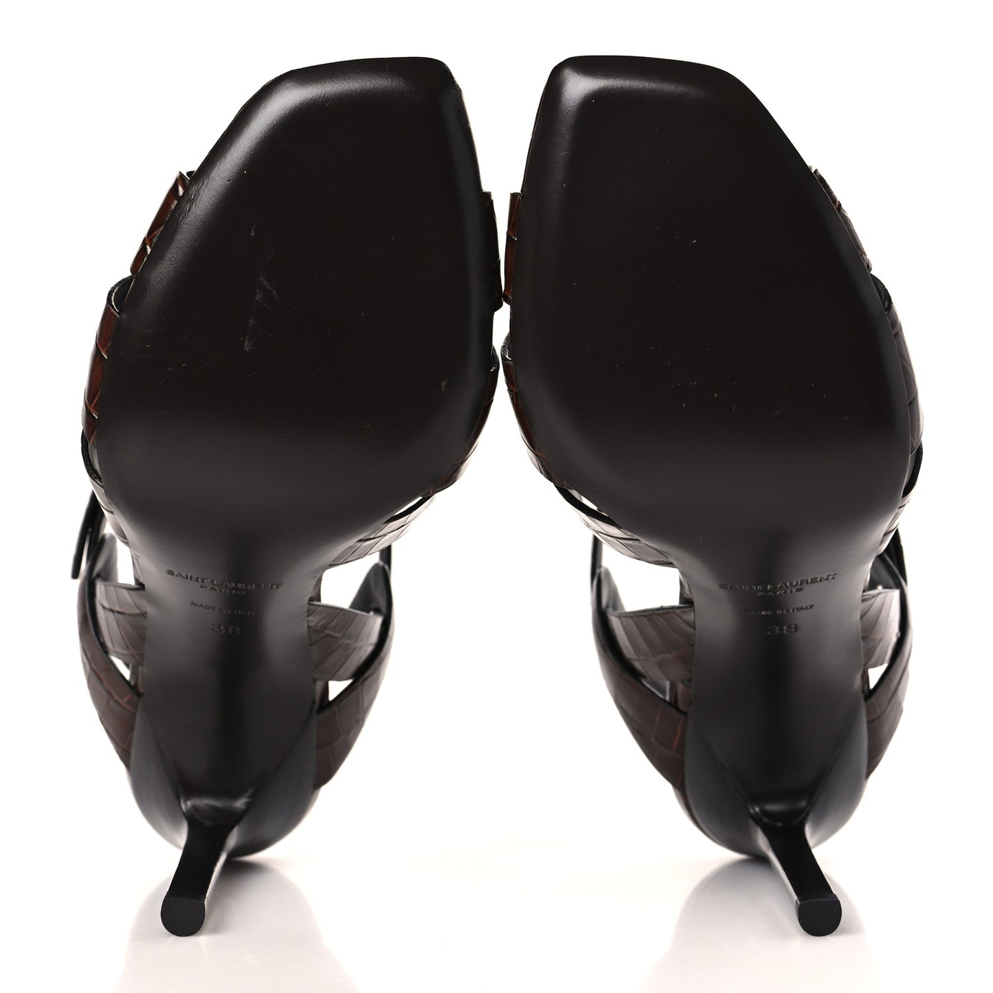 Calfskin Crocodile Embossed Tribute 105 Sandals 38 Moro