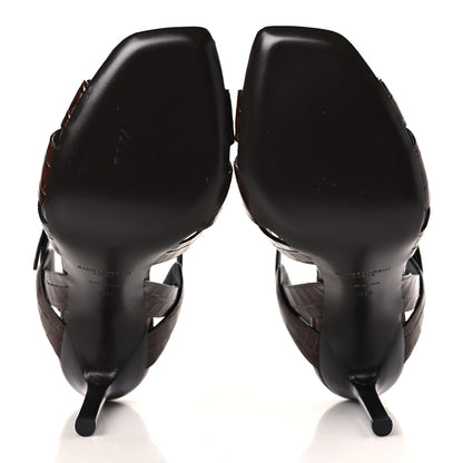 Saint Laurent Calfskin Crocodile Embossed Tribute 105 Sandals 38 Moro 6 of 9