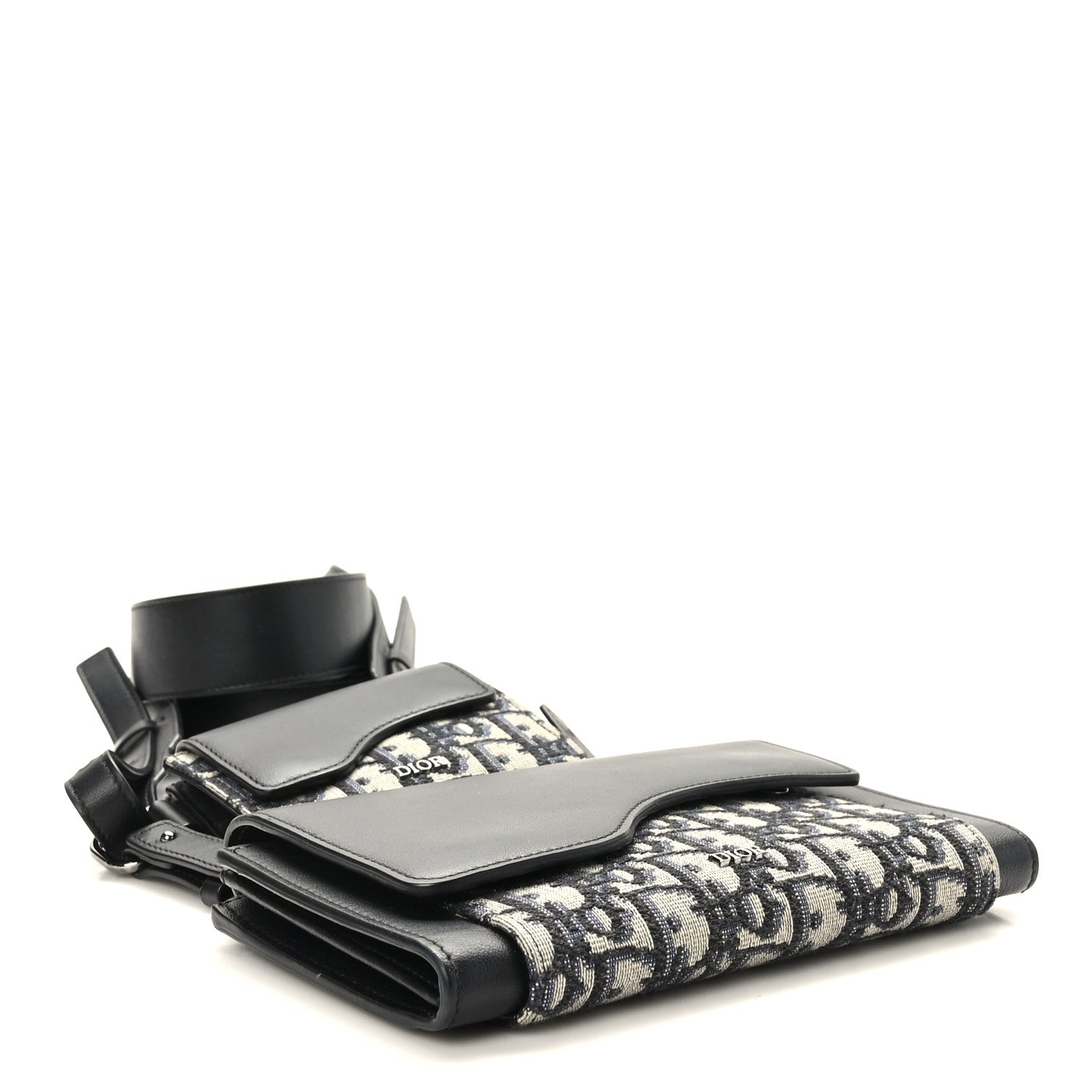 Christian Dior Oblique Smooth Calfskin Elite Shoulder Pouch Beige Black 4 of 9
