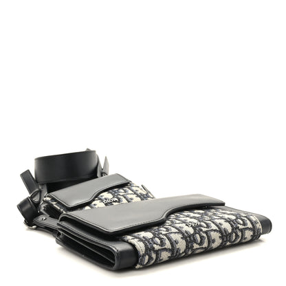 Christian Dior Oblique Smooth Calfskin Elite Shoulder Pouch Beige Black 4 of 9