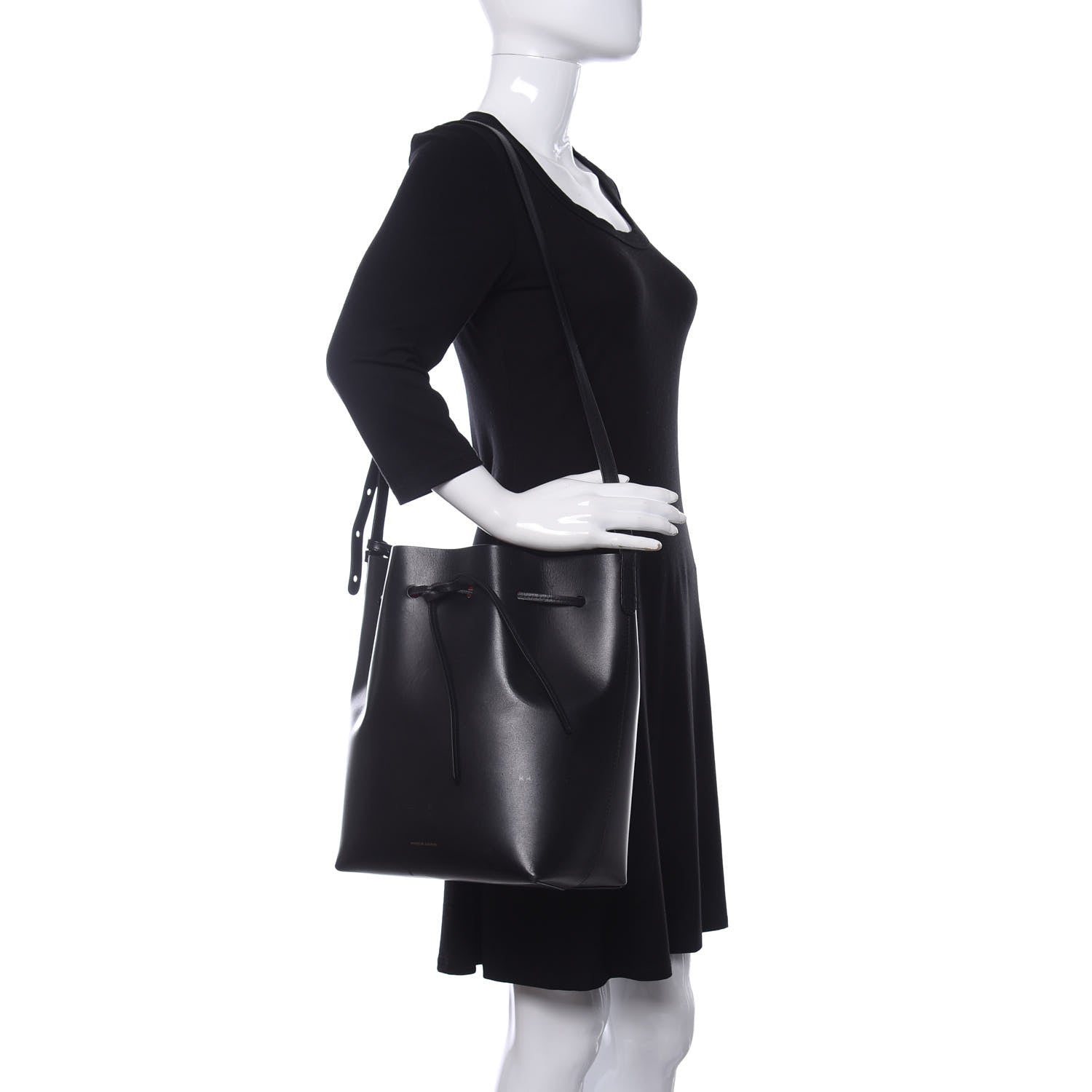 Mansur Gavriel Vegetable Tanned Calfskin Bucket Bag Black Flamma 2 of 16