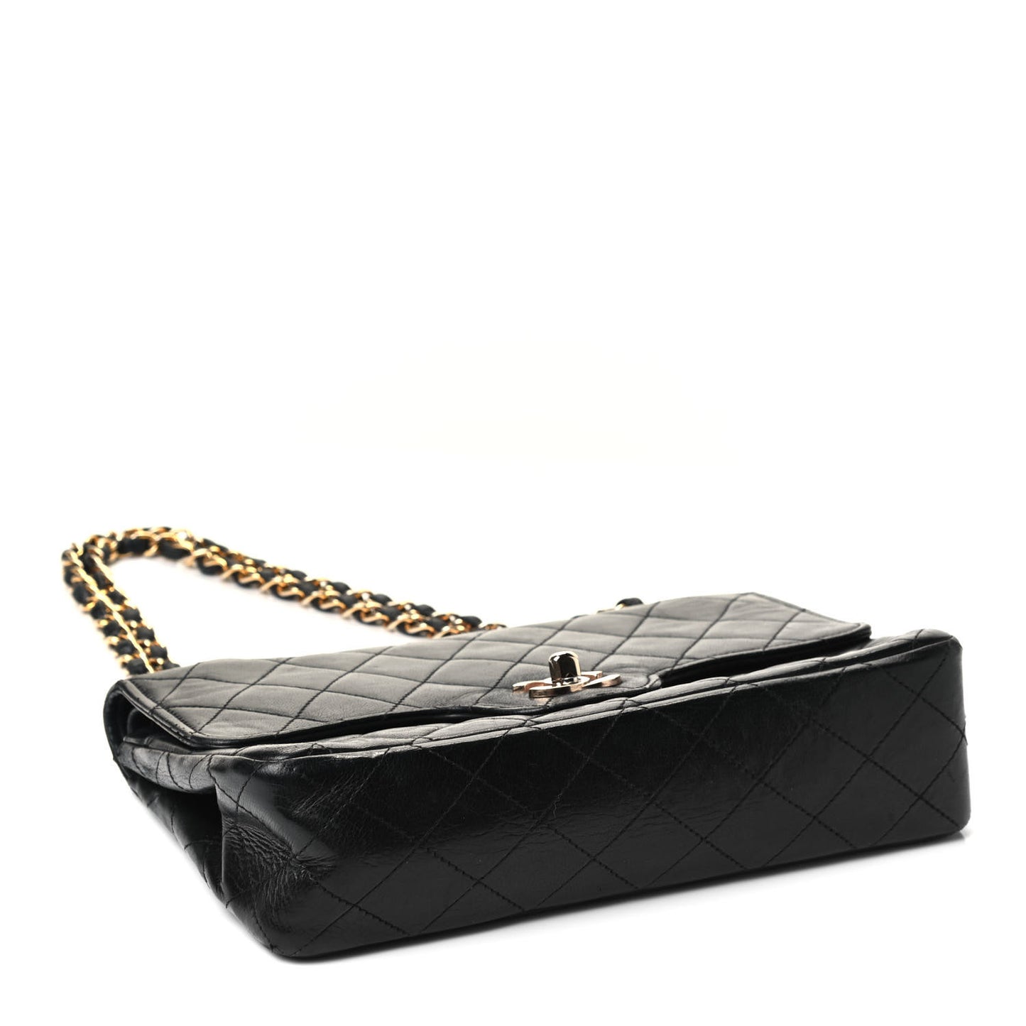 Lambskin Quilted Small Double Flap Black