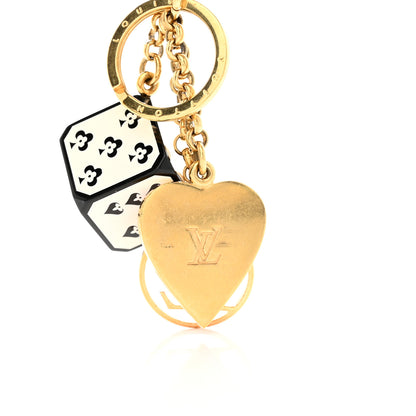 Louis Vuitton Metal Resin Game On Dice and Heart Charm Key Holder Gold 5 of 5