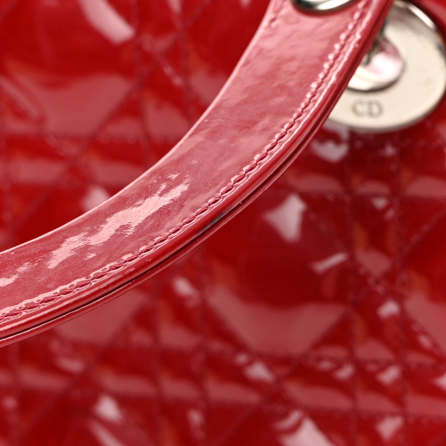 Patent Cannage Medium Lady Dior Red