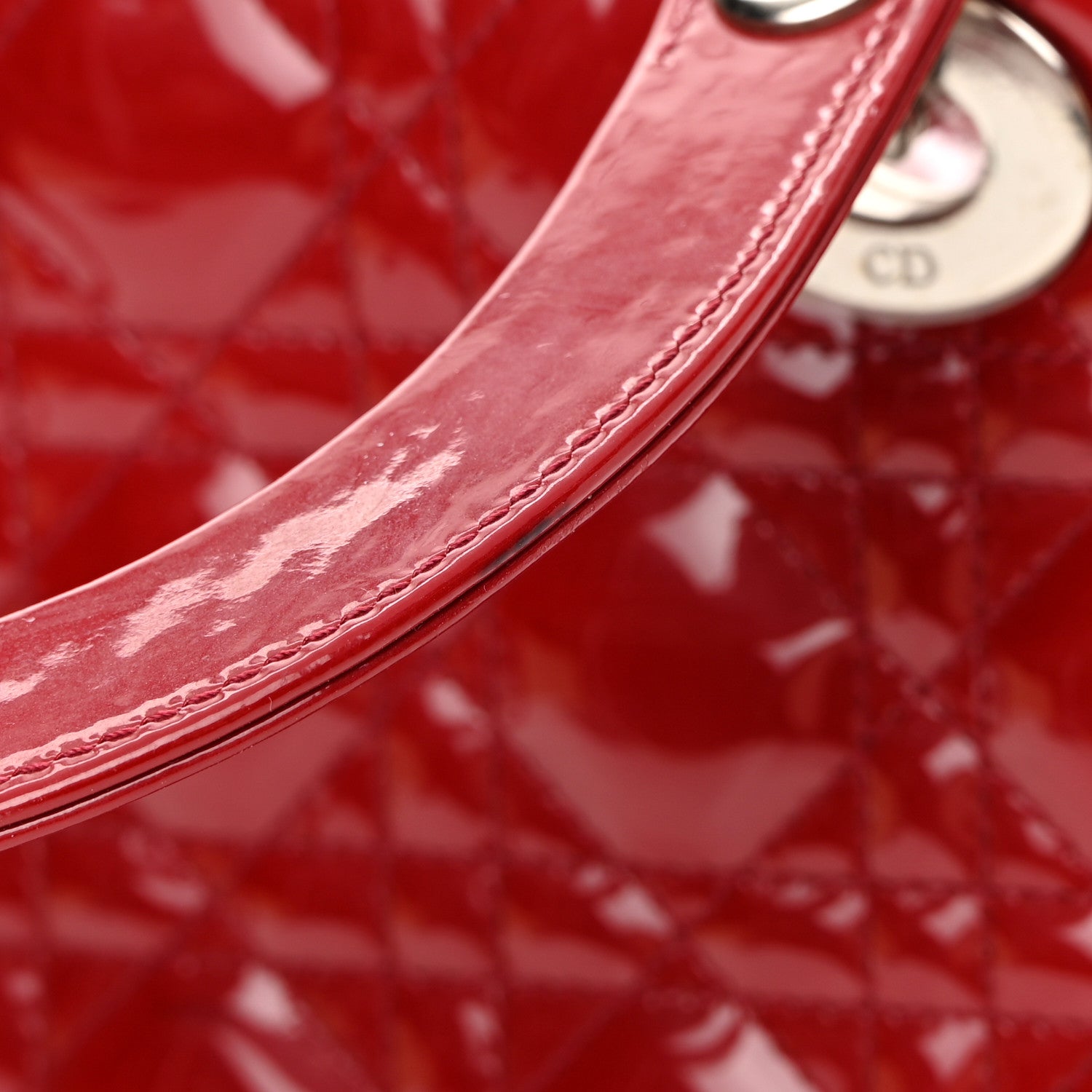 Christian Dior Patent Cannage Medium Lady Dior Red 8 of 19