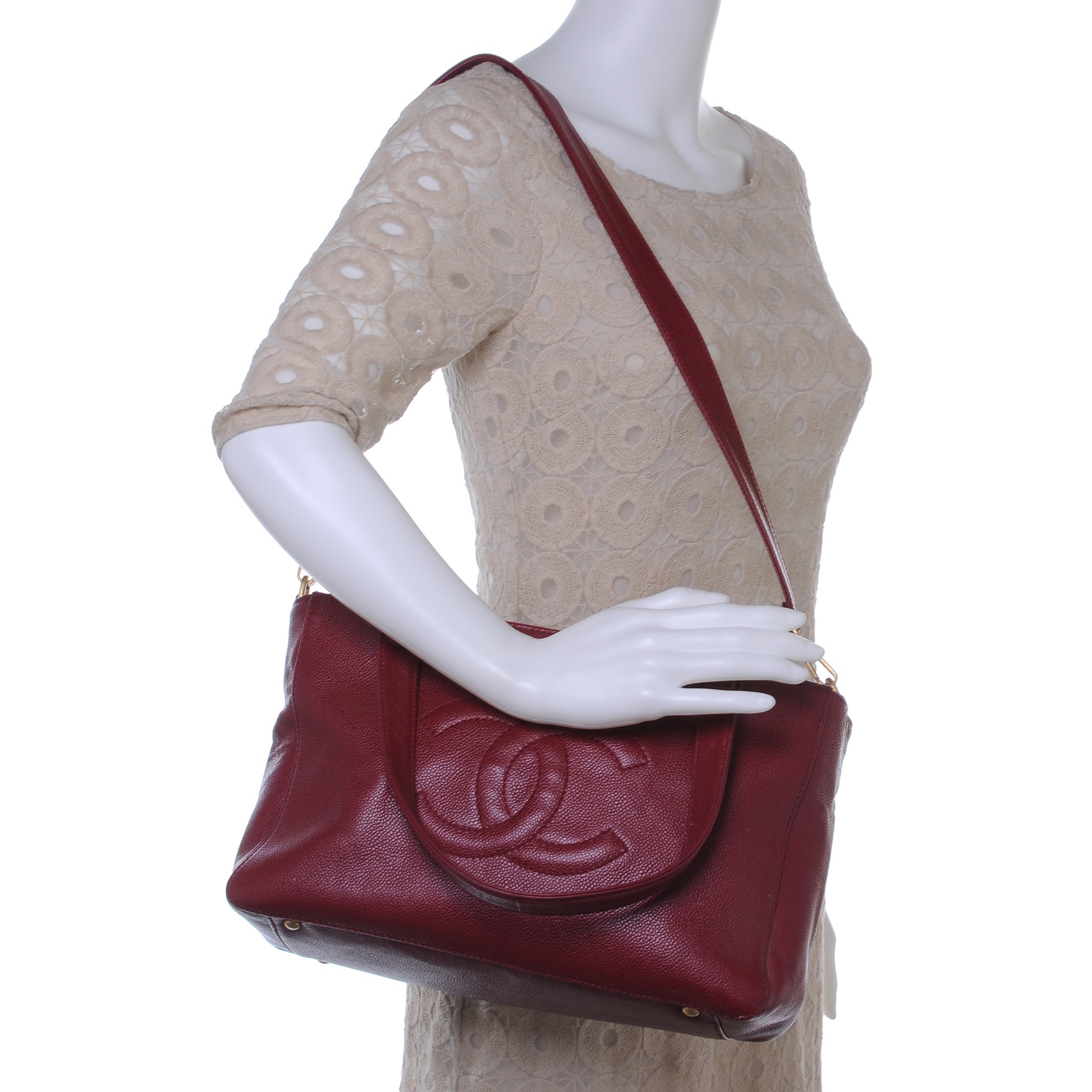 Chanel Caviar CC Shoulder Bag Bordeaux 2 of 7