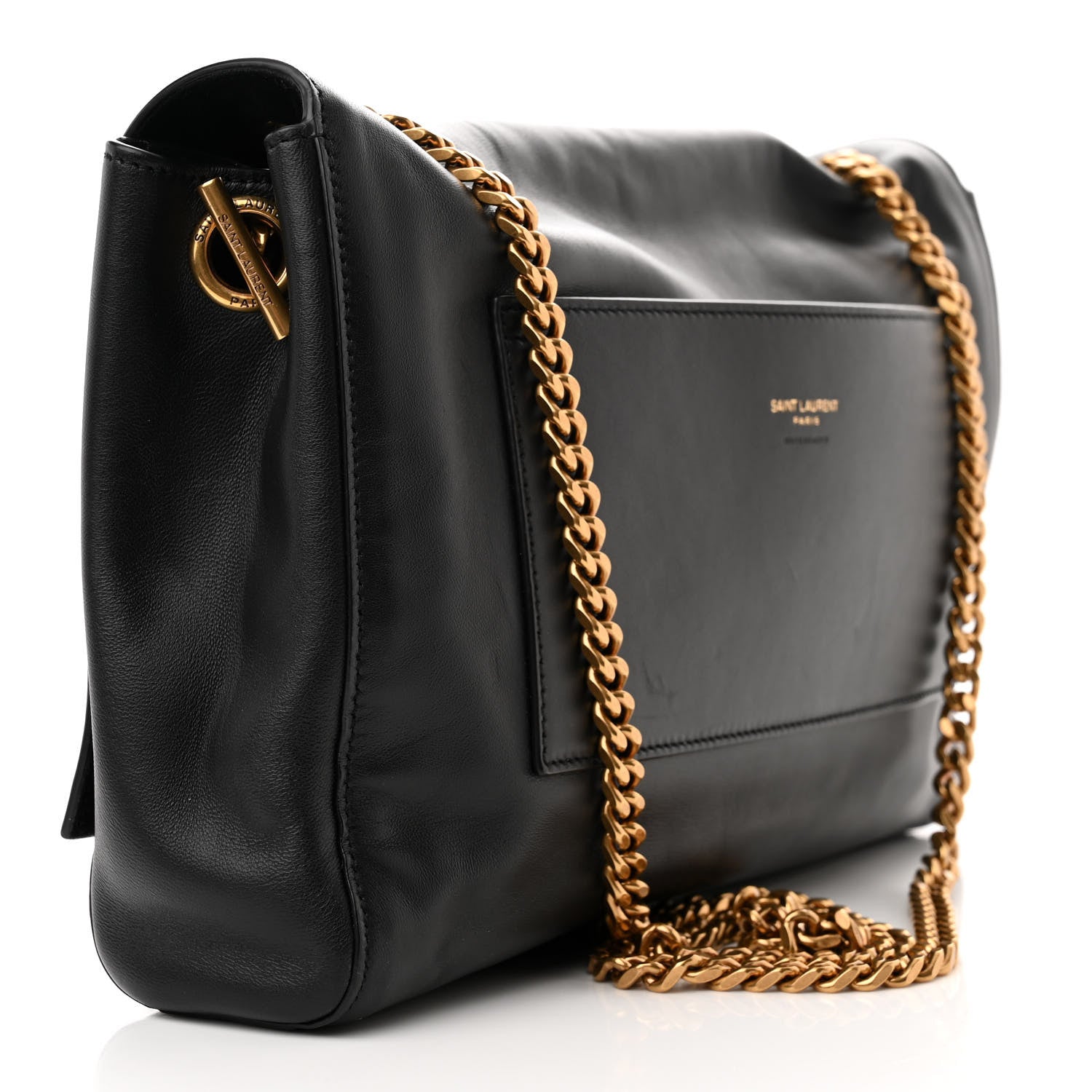 Saint Laurent Smooth Calfskin Suede Medium Reversible Monogram Kate Satchel Black 3 of 15