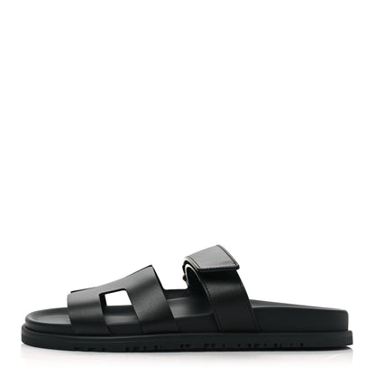 Hermes Calfskin Womens Chypre Sandals 40 Black 1 of 8