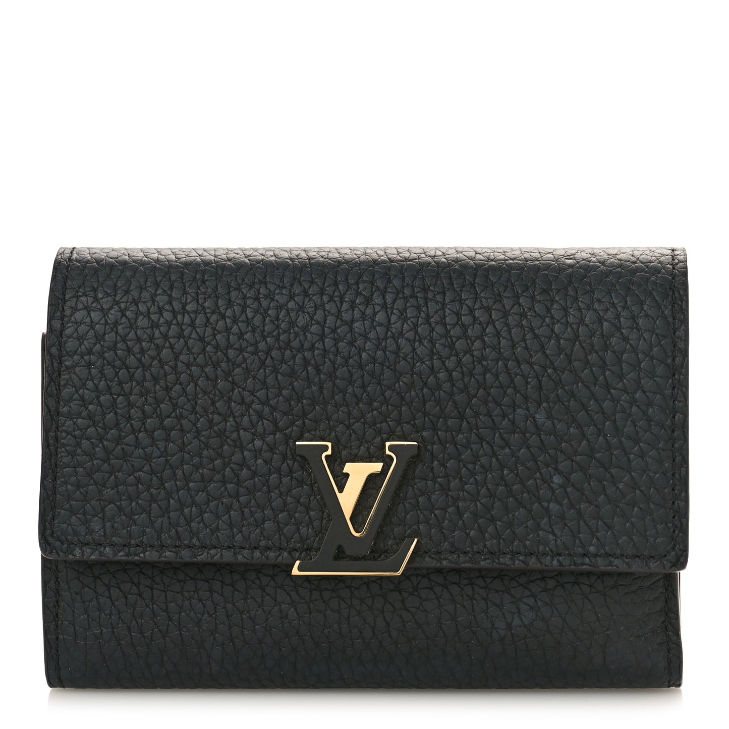 LOUIS VUITTON Taurillon Capucines Compact Wallet Black
